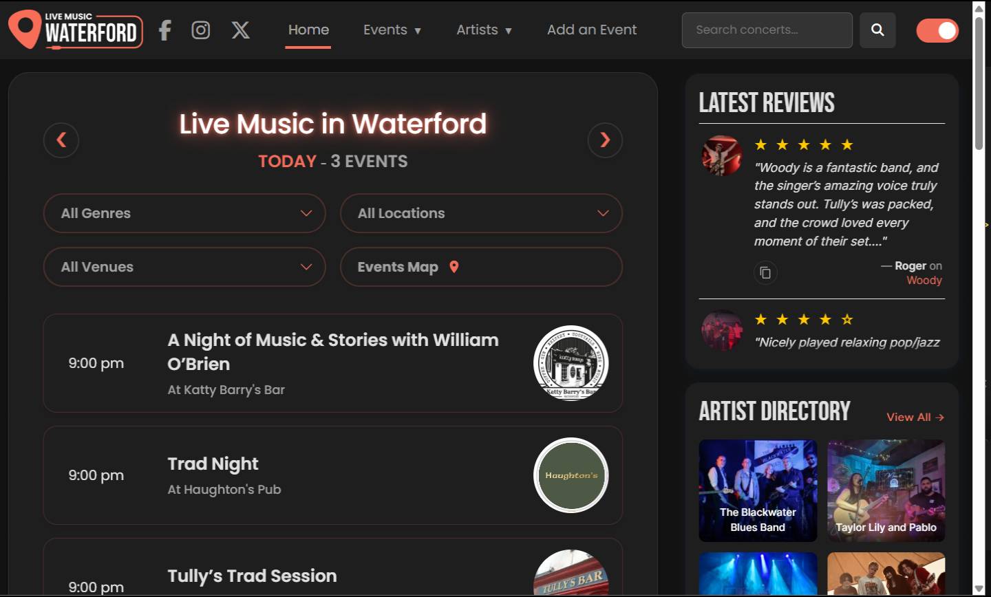 Livemusicwaterford.com Preview 3